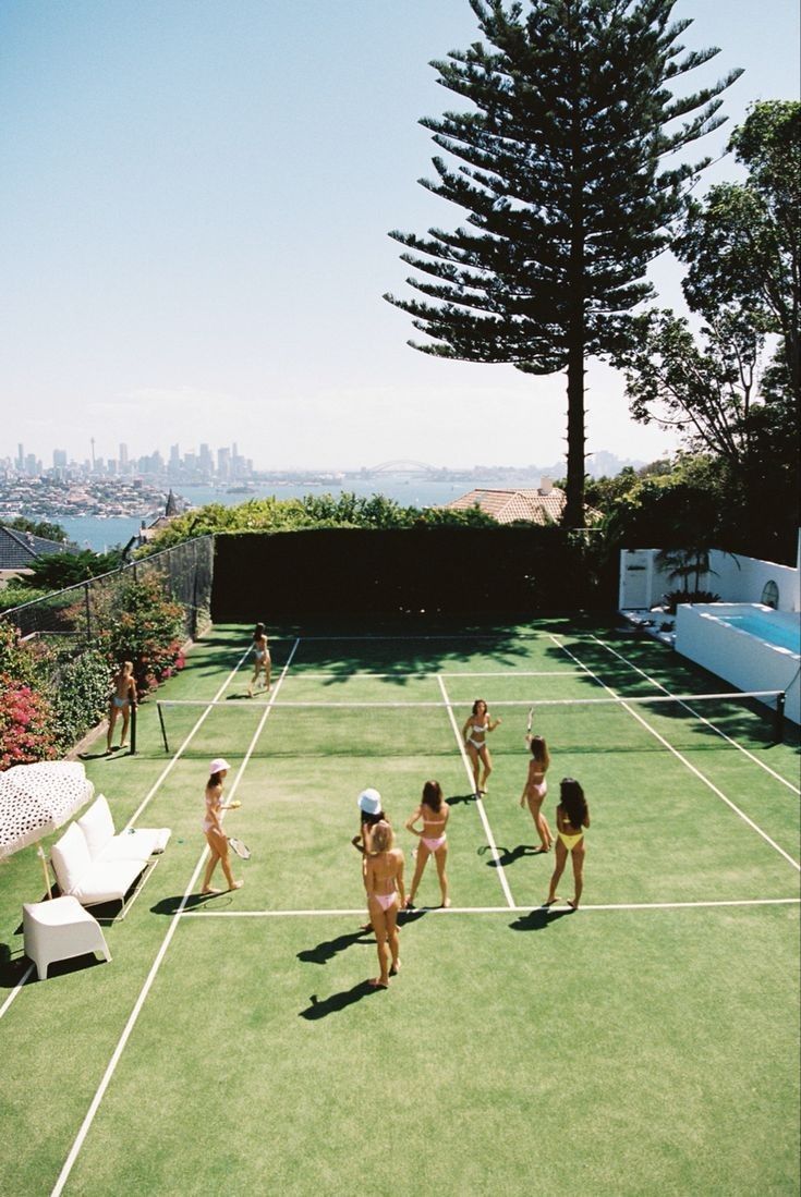 Tennis court above the harbour